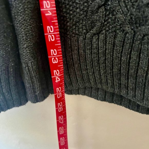 Eddie Bauer charcoal grey cable knit moto zip-up cardigan, cotton blend, large. - Picture 8 of 8